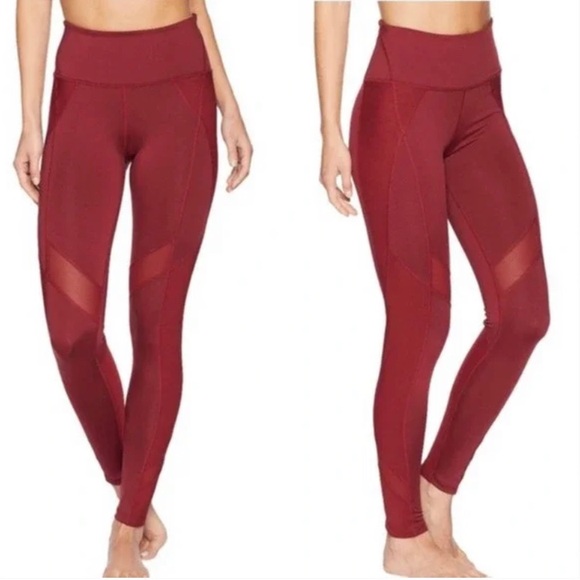 FP Movement by Free People Red Wine Full Yoga Athletic Leggings Mesh Sz Small - Picture 3 of 6